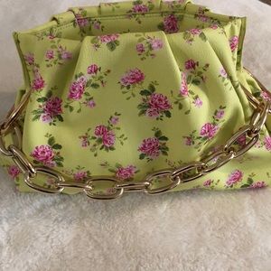 House Of Want Chill Vegan Leather Frame Clutch In Green Floral
share